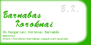 barnabas koroknai business card